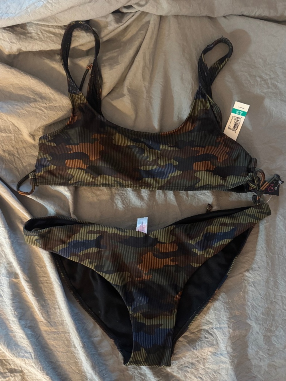 NWT No Boundaries green camo bikini Sz XL